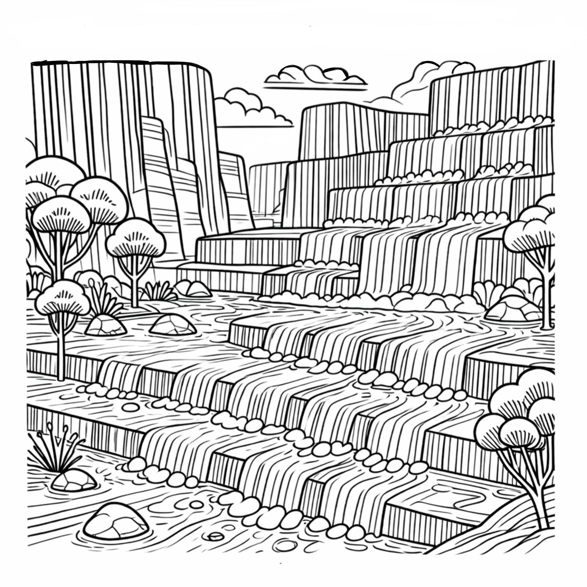 Interior spread from Iconic African Locations Colouring Book Volume 2 showing a colouring page with historical and geographical description
