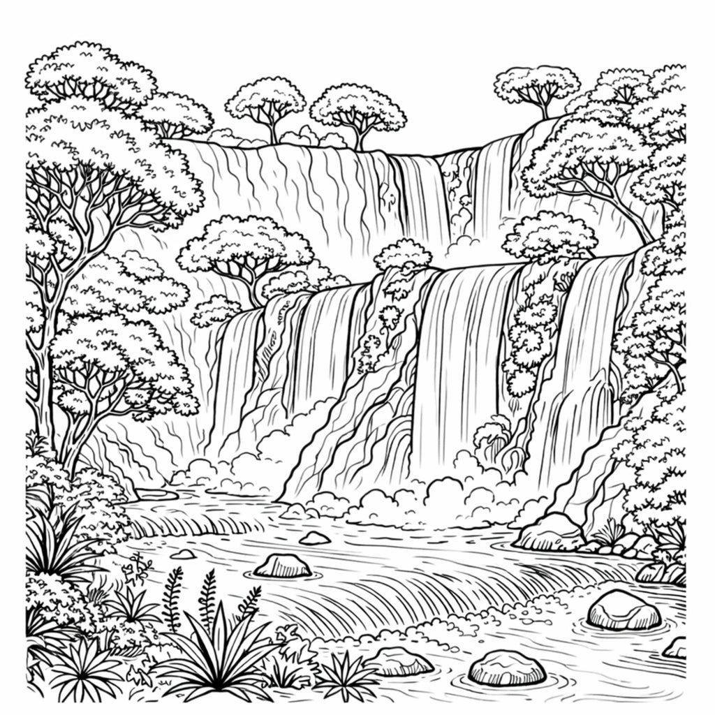 Interior page sample from Iconic African Locations Colouring Book Volume 2, part of the African heritage colouring series
